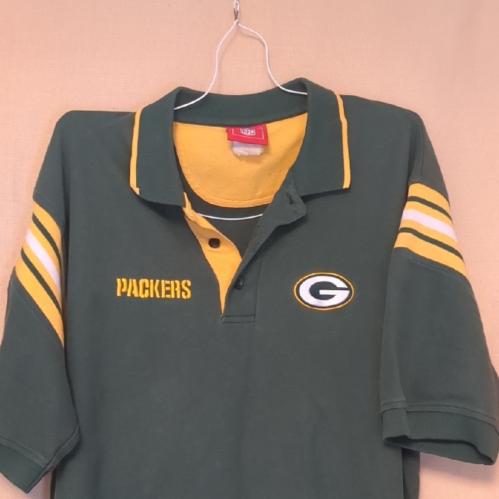 Green Bay Packers Embroidered Vintage NFL Polo Shirt Size Extra Large XL